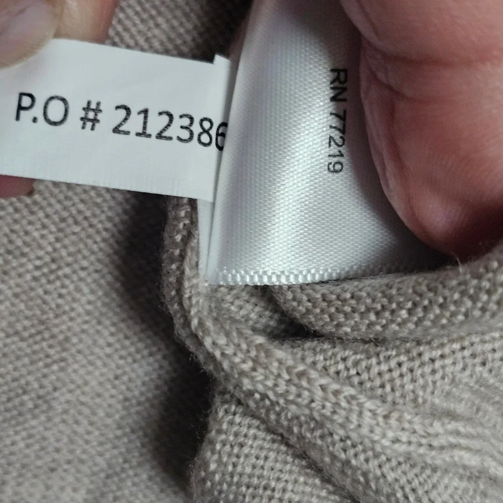 Joseph Abboud Mens 2XLT Extra Fine Merino Wool Quarter‎ Zip Sweater Taupe Tall
